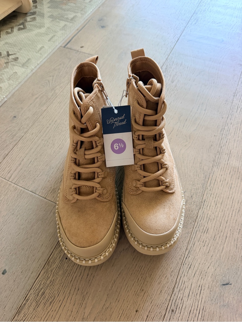 NWT Universal Thread Tan Suede Lace-Up High Top Boots 6.5